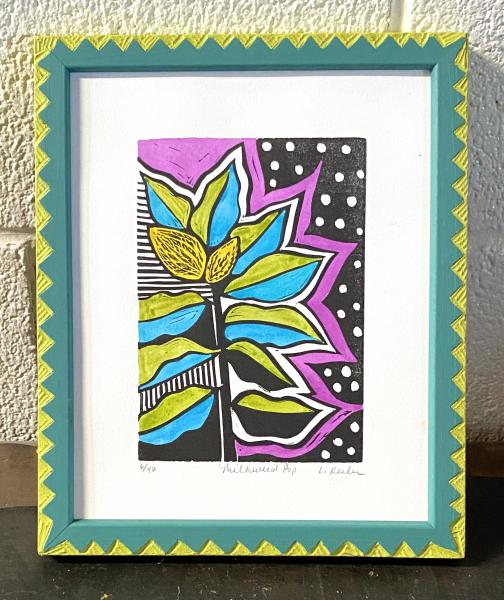 Hand-Painted Linocut Print - Milkweed picture