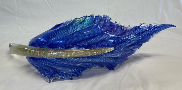 Blue Feather Hand Sculpted Glass