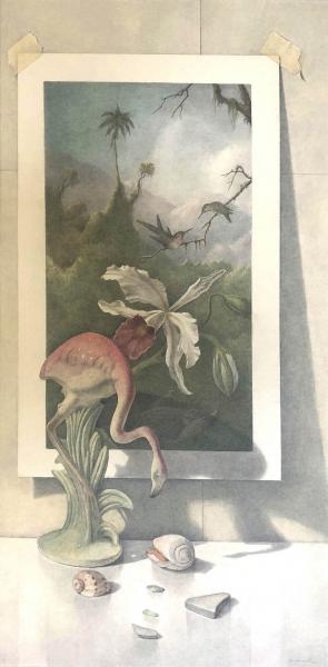 Flamingo Vase with Martin Johnson Heade