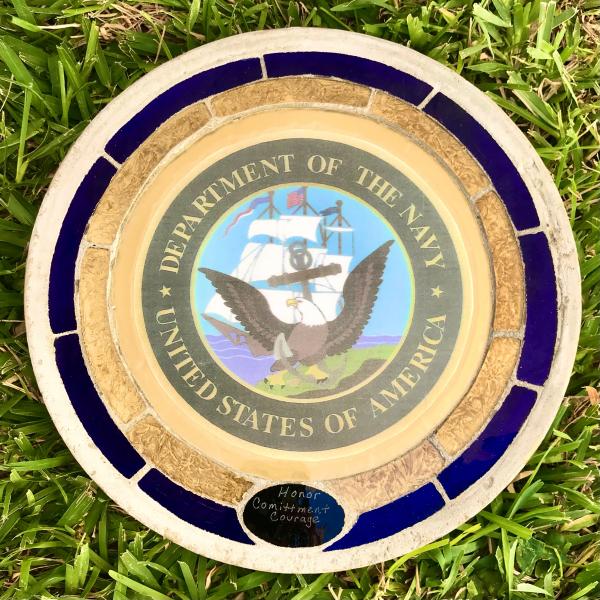 Navy Photo Glass & Concrete Stepping Stone