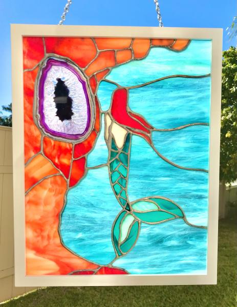 Mermaid Stained Glass with Geode Cave