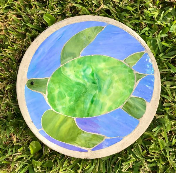 Sea Turtle Glass & Concrete Stepping Stone