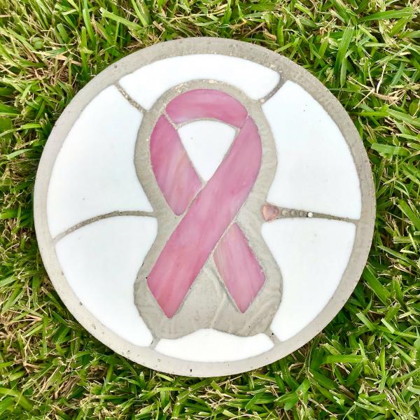 Breast Cancer Ribbon Glass & Concrete Stepping Stone