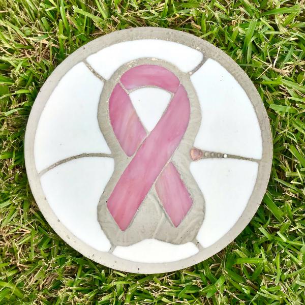 Breast Cancer Ribbon Glass & Concrete Stepping Stone picture