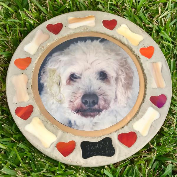 Custom Pet Photo Glass & Concrete Stepping Stone