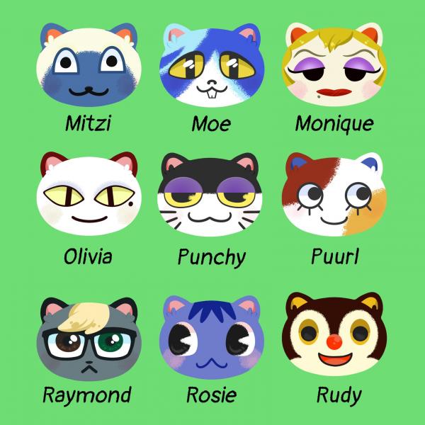 Animal Crossing Cat Villager Buttons picture