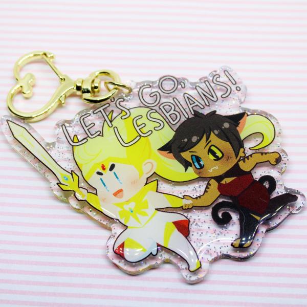 Catradora She-Ra Catra Adora Let's Go Lesbians Glitter Charm picture