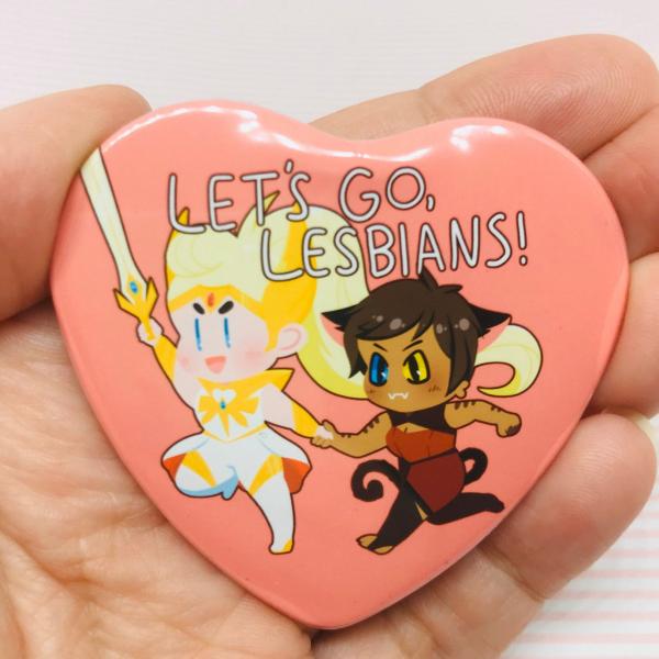 Catradora She-Ra Catra Adora Let's Go Lesbians Heart Button picture