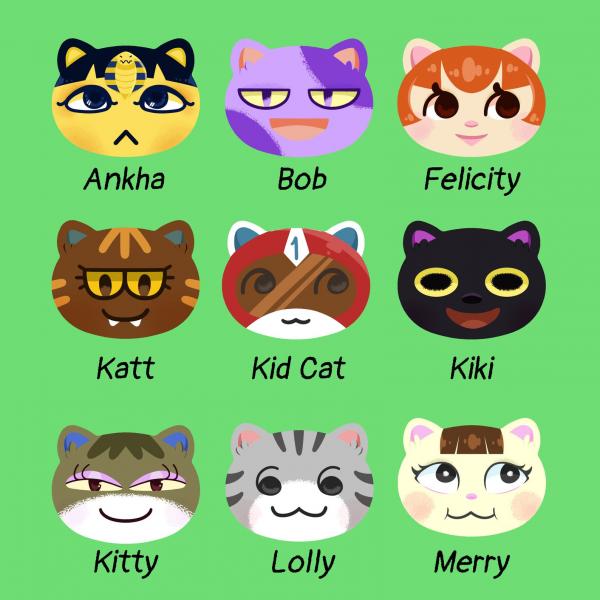 Animal Crossing Cat Villager Buttons picture
