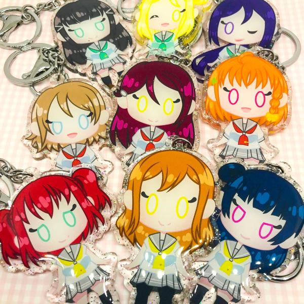 Love Live Aquors 2.5" Glitter Charms picture