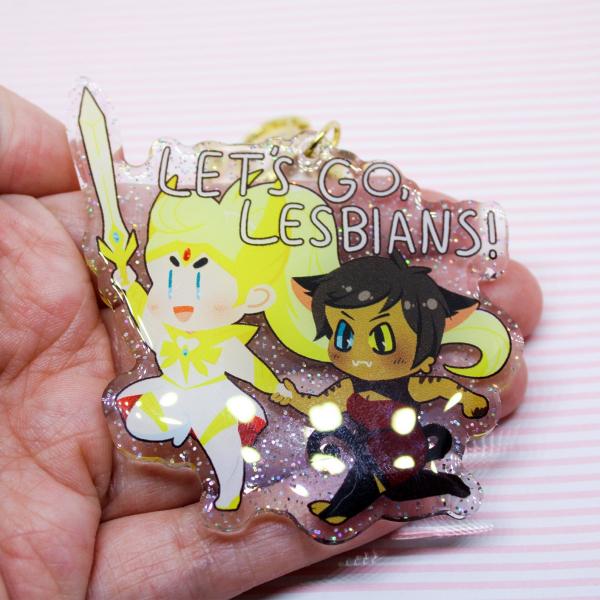 Catradora She-Ra Catra Adora Let's Go Lesbians Glitter Charm picture