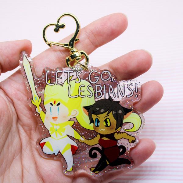 Catradora She-Ra Catra Adora Let's Go Lesbians Glitter Charm picture