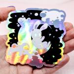 Moon Bunny Holographic Button