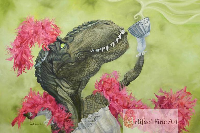 “Tea Rex” Sm Limited Edition archival print ~7x10 inch picture
