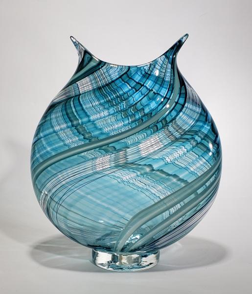 large steel blue vase