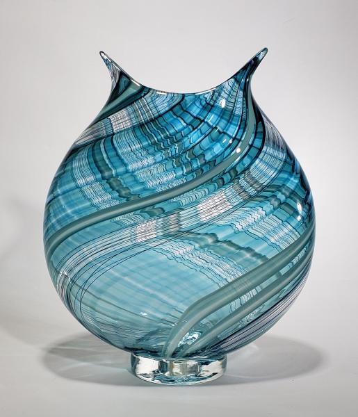 large steel blue vase picture