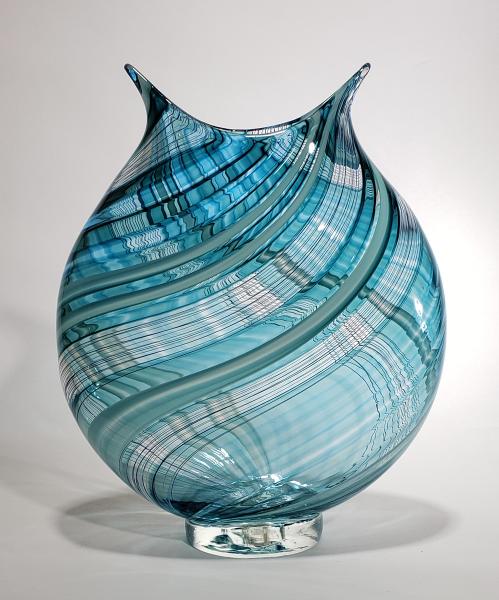 large steel blue vase picture
