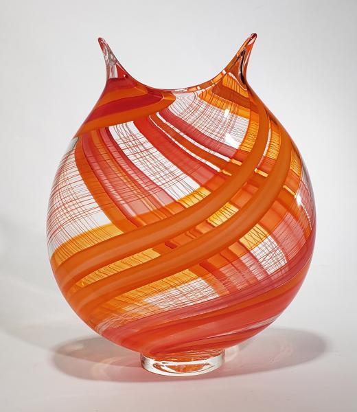 large orange cane vase