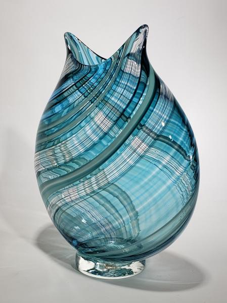 large steel blue vase picture