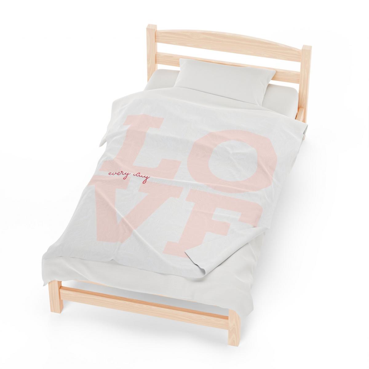 Love Everyday White Velveteen Throw Blanket - Cozy Home Decor picture