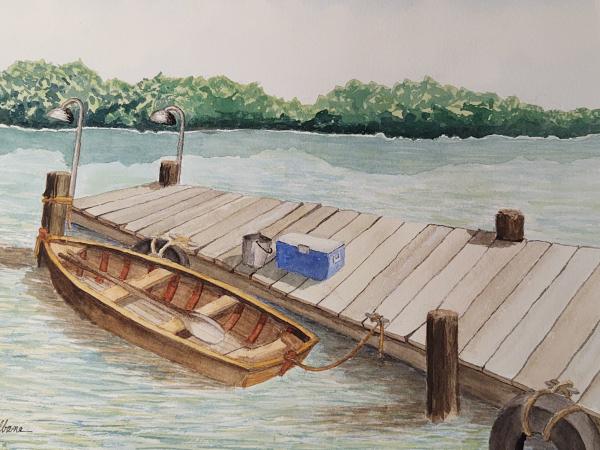 Rowboat tied to Dock, Caloosahatchee River