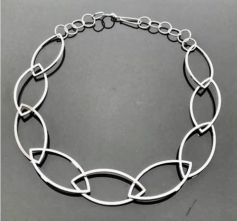 Argentium Silver Marquise Square Link Necklace