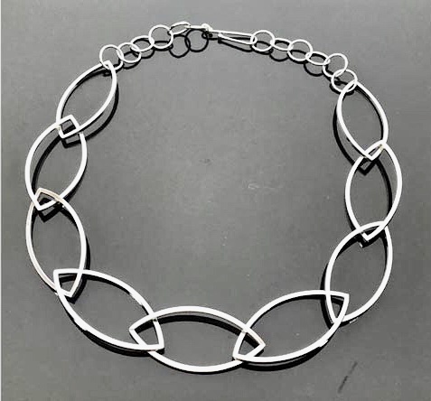 Argentium Silver Marquise Square Link Necklace picture