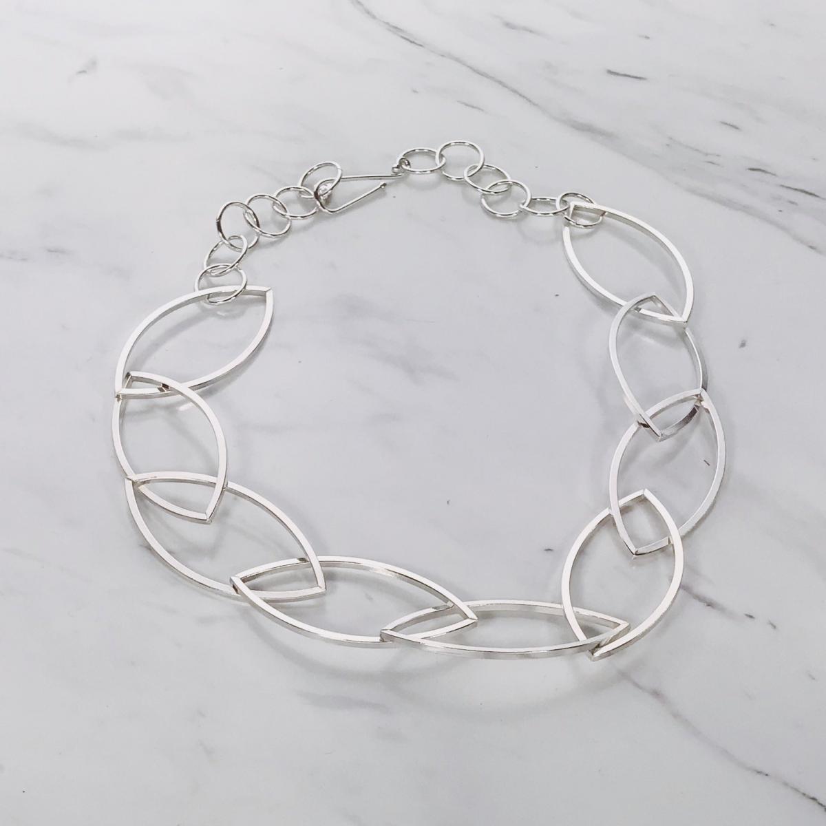 Argentium Silver Marquise Square Link Necklace picture