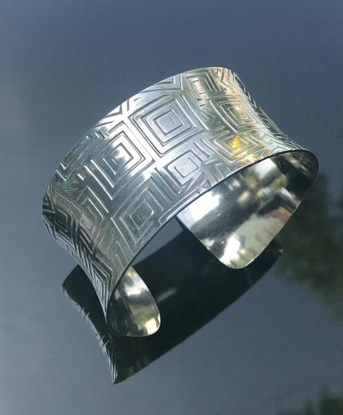 Sterling Silver Geometric Design Anticlastic Cuff picture