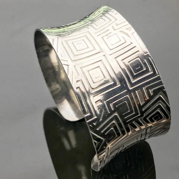 Sterling Silver Geometric Design Anticlastic Cuff picture