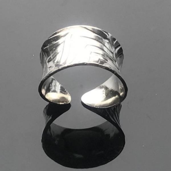 Sterling Silver Anticlastic Feather Cuff Ring picture