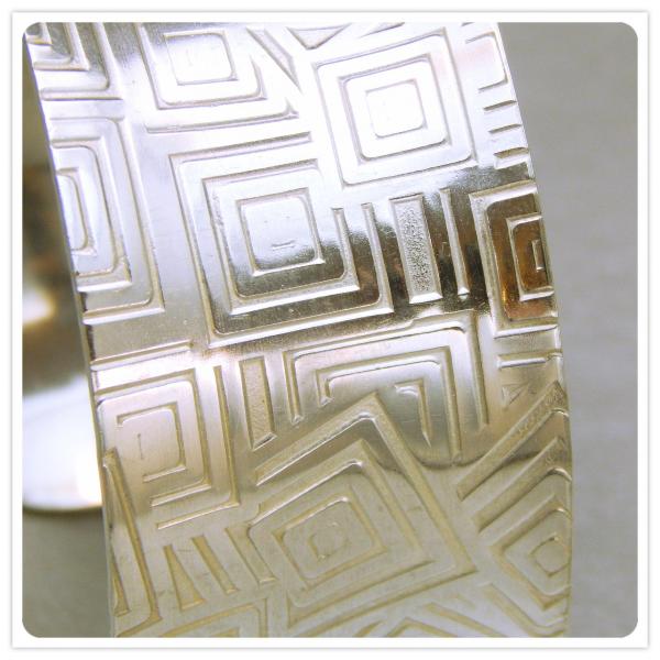 Sterling Silver Geometric Design Anticlastic Cuff picture