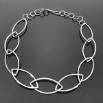 Sterling Silver Marquise Square Link Necklace