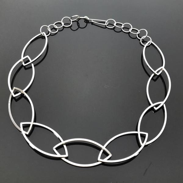 Sterling Silver Marquise Square Link Necklace