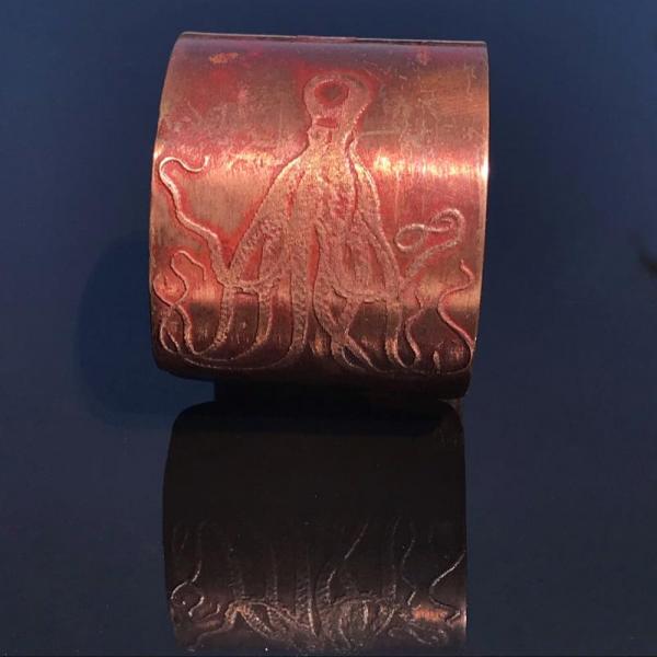 Copper Etched Octopus Cuff picture
