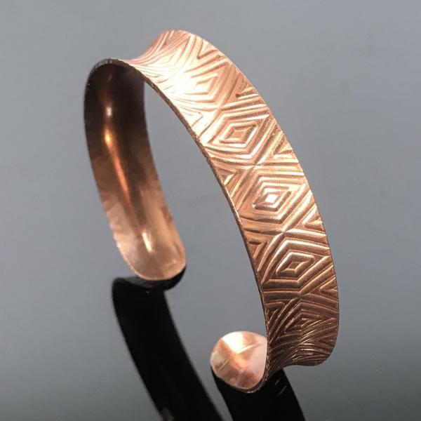 Copper Anticlastic Diamond Design Slim Cuff