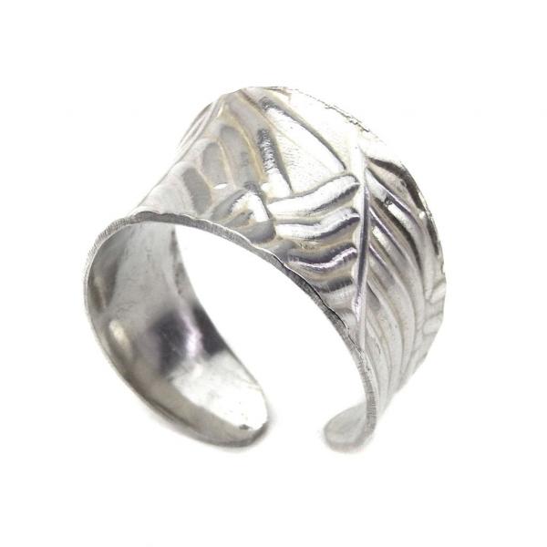 Sterling Silver Anticlastic Feather Cuff Ring picture