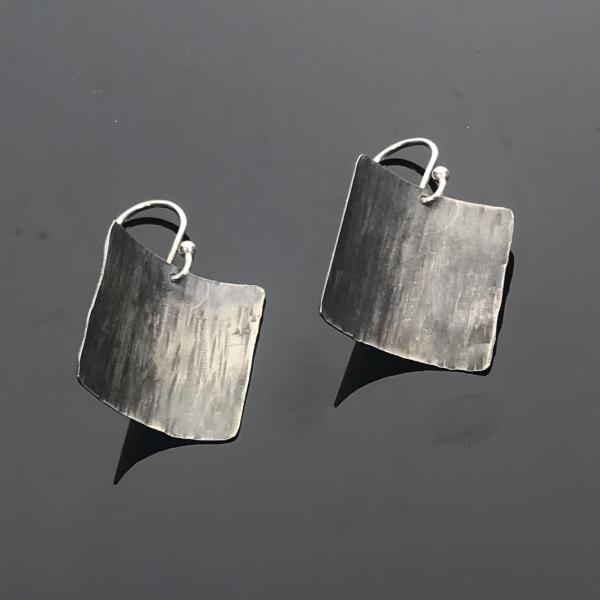Sterling Silver Square Textured Earrings
