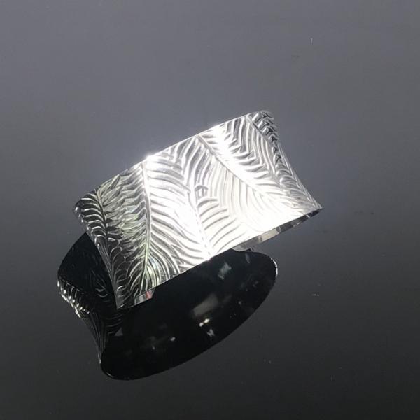 Sterling Silver Feather Design Anticlastic Cuff picture