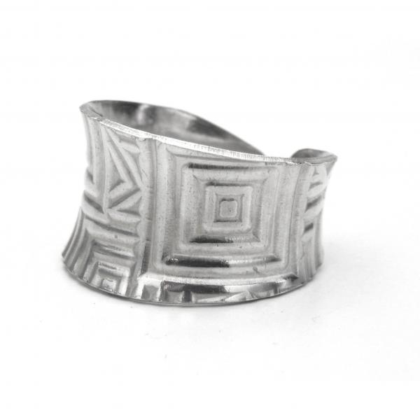 Sterling Silver Anticlastic Geometric Cuff Ring picture