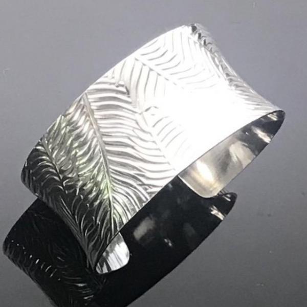 Sterling Silver Feather Design Anticlastic Cuff picture