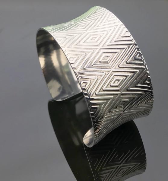 Sterling Silver Diamond Design Anticlastic Cuff