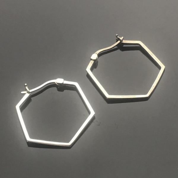 Sterling Silver Hexagon Earrings