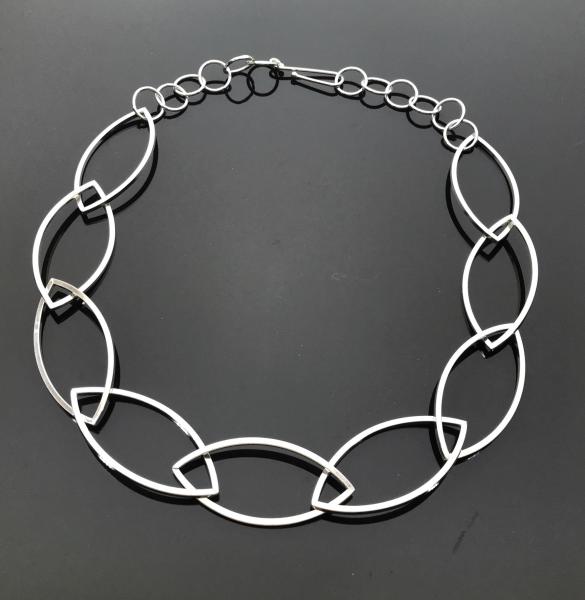 Argentium Silver Marquise Square Link Necklace