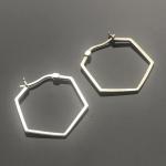 Sterling Silver Hexagon Earrings