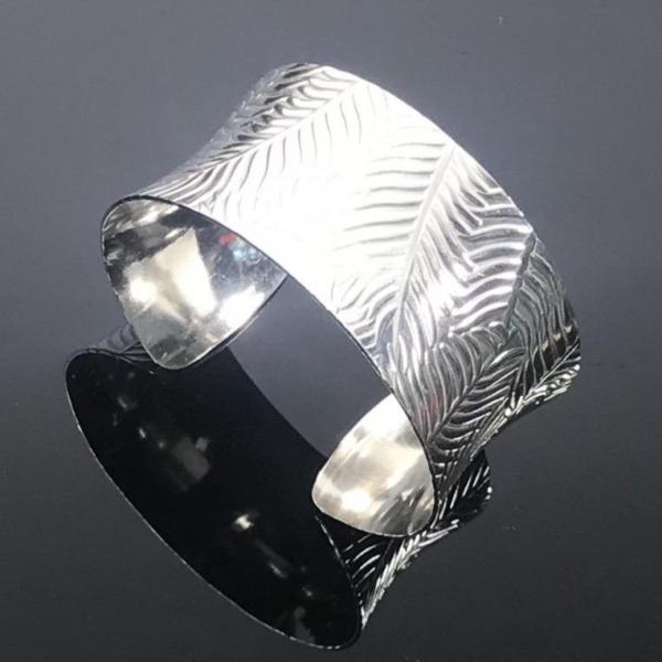 Sterling Silver Feather Design Anticlastic Cuff picture