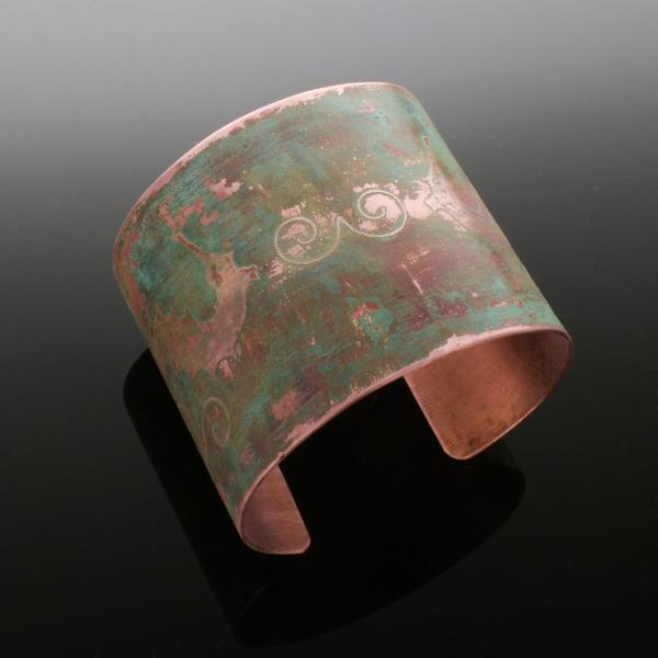 Copper Etched Seahorse Cuff