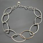 Argentium Silver Marquise Link Necklace with NuGold
