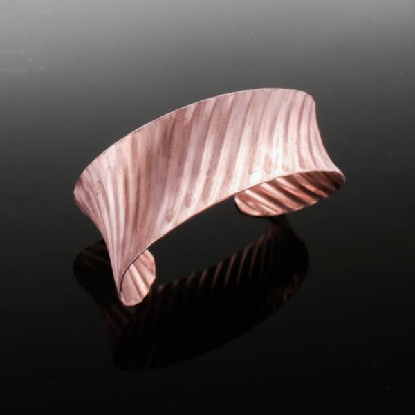 Copper Anticlastic Corrugated Swirling Cuff