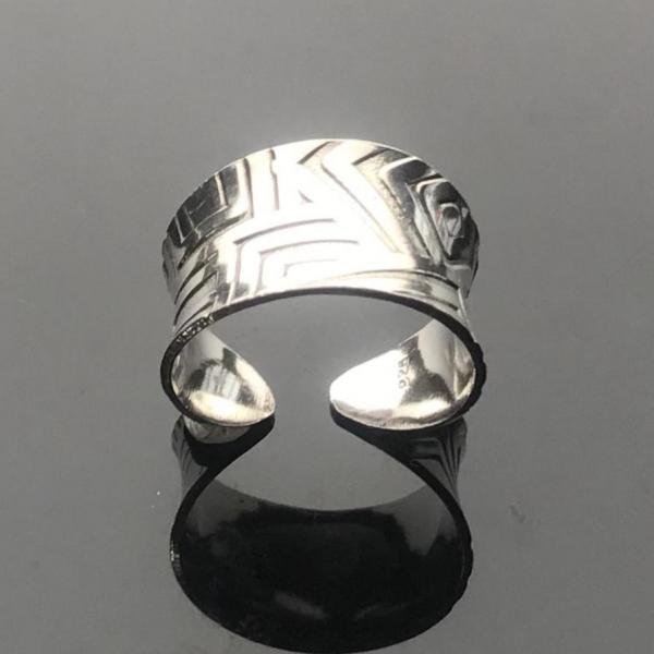 Sterling Silver Anticlastic Geometric Cuff Ring picture